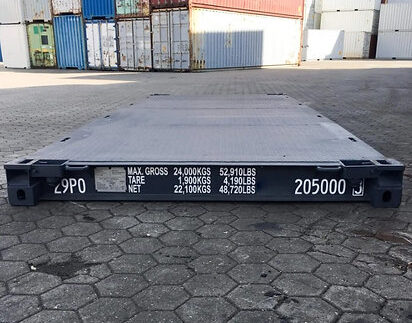 Contentor flat rack 20 pés com extremidades rebatíveis e piso em aço