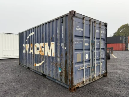 Contentor 20 pés usado azul CMA CGM Classe B portas