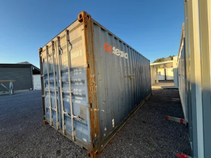 Contentor 20 pés usado azul Geseaco Classe B lateral