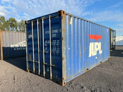 Contentor 20 pés usado azul APL Classe C lateral