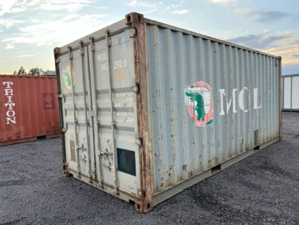 Contentor 20 pés usado cinzento MAG Container Line Classe B frente